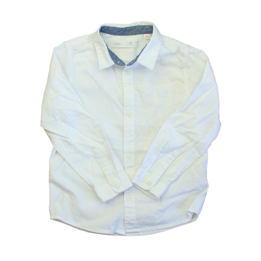 Zara Boys White Button Down Long Sleeve Size: 4-5T