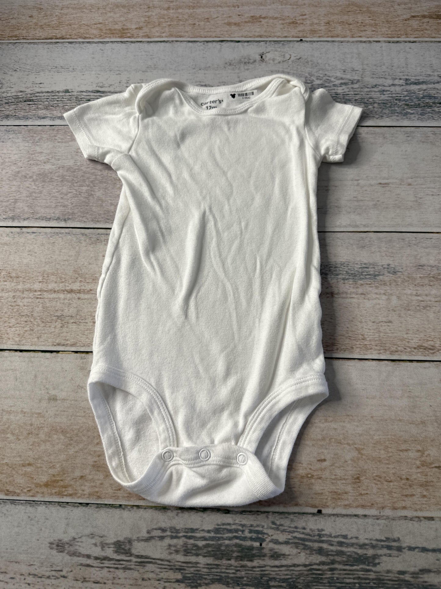 Carters Unisex White Onesie Size: 12 months White