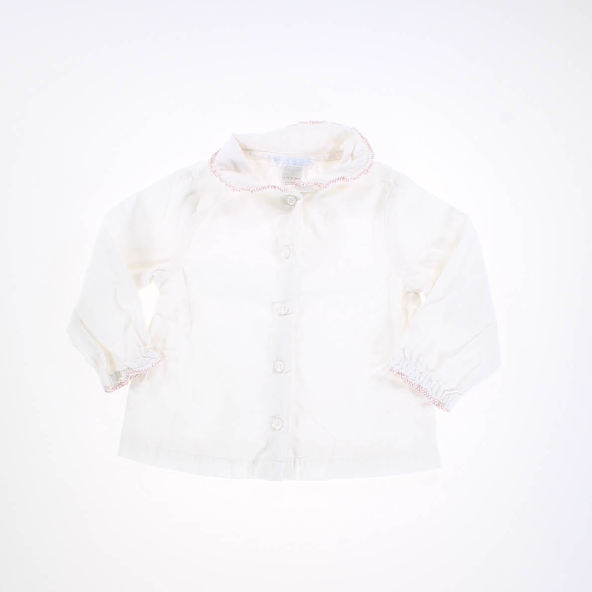 Janie and Jack Girls White Button Down Long Sleeve Size: 12-18 Months White
