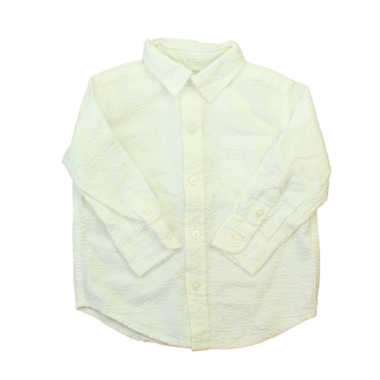 Janie and Jack Boys White Button Down Long Sleeve Size: 12-18 Months White