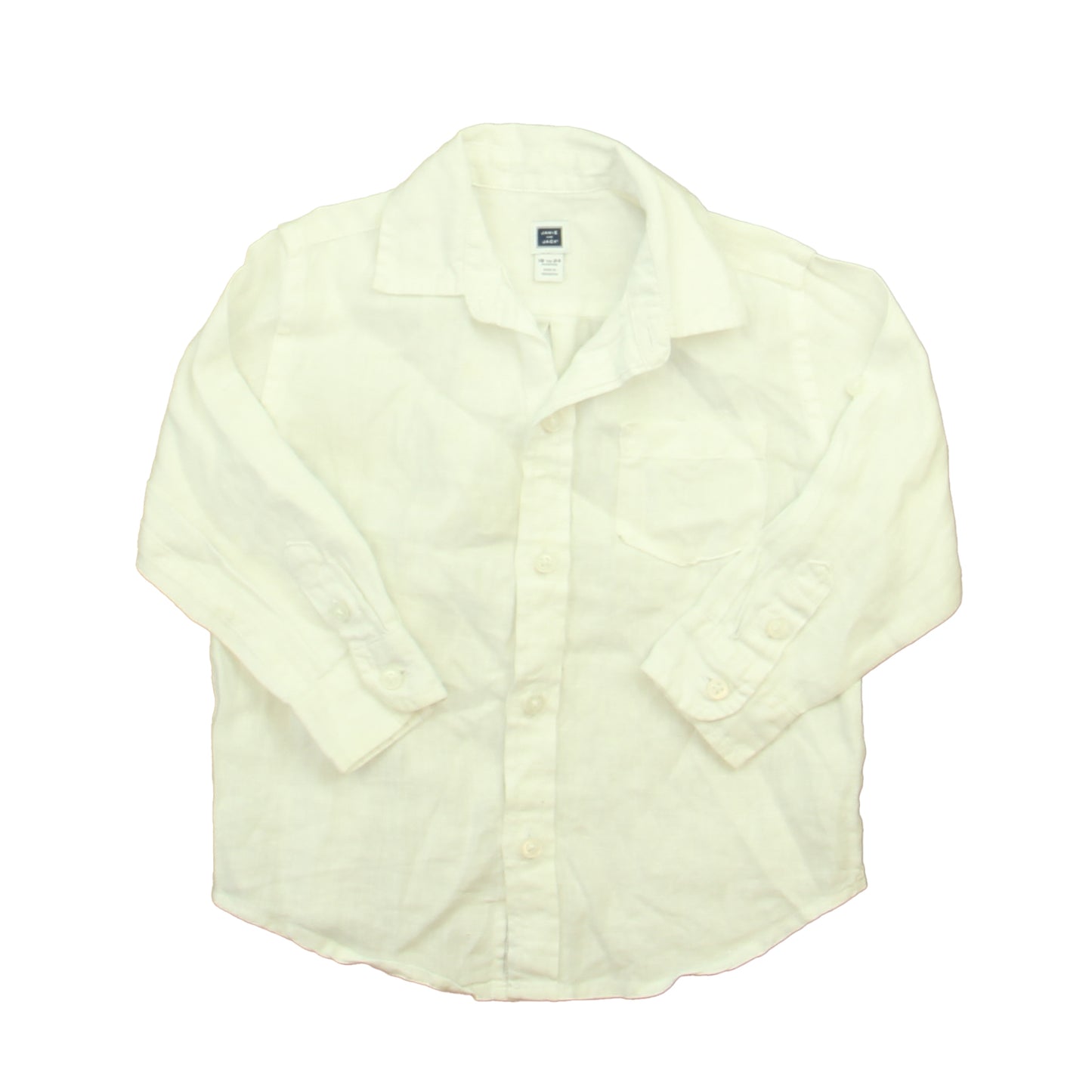 Janie and Jack Boys White Button Down Long Sleeve Size: 18-24 Month White