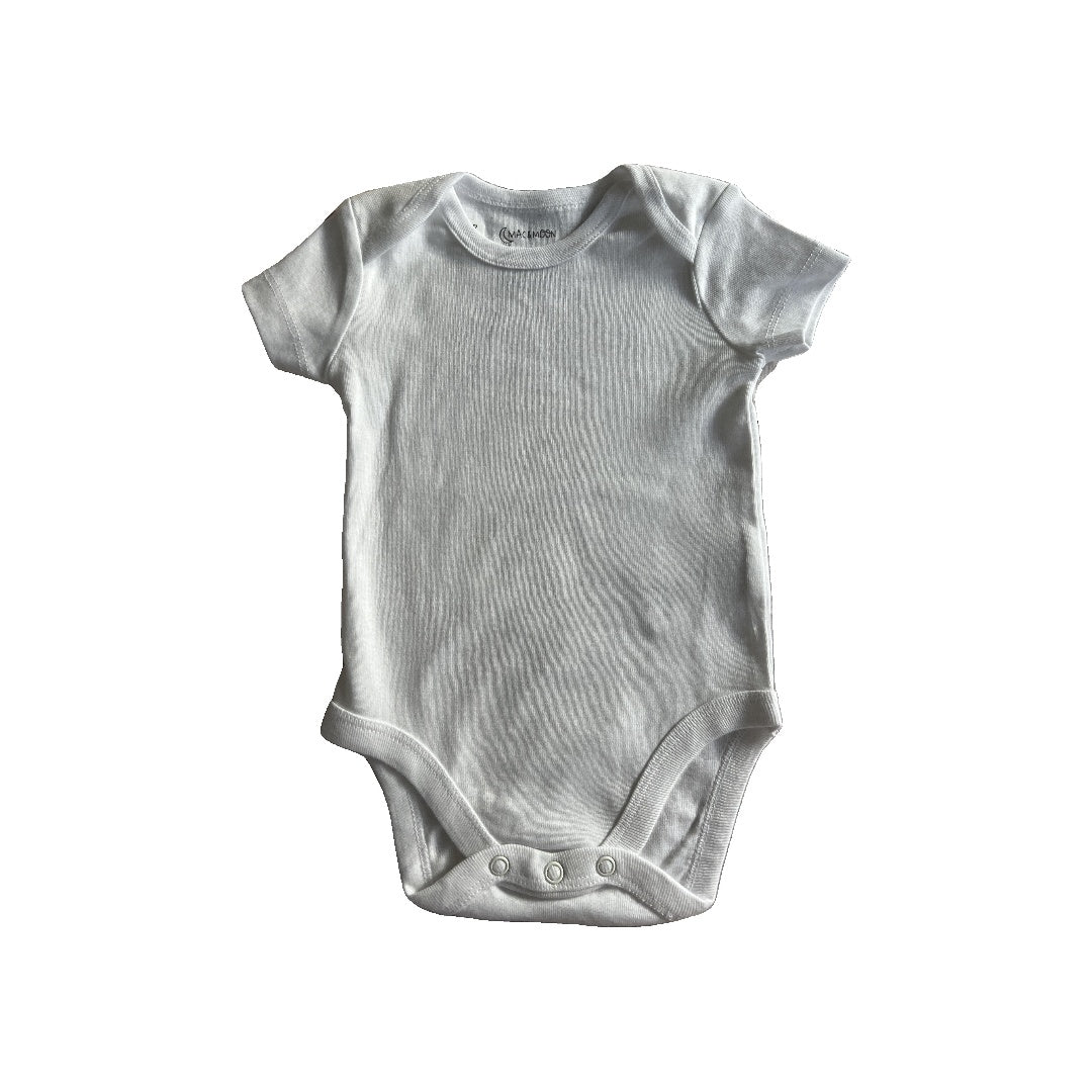 Mac and Moon,Mac & Moon Unisex White Onesie Size: 6 months White