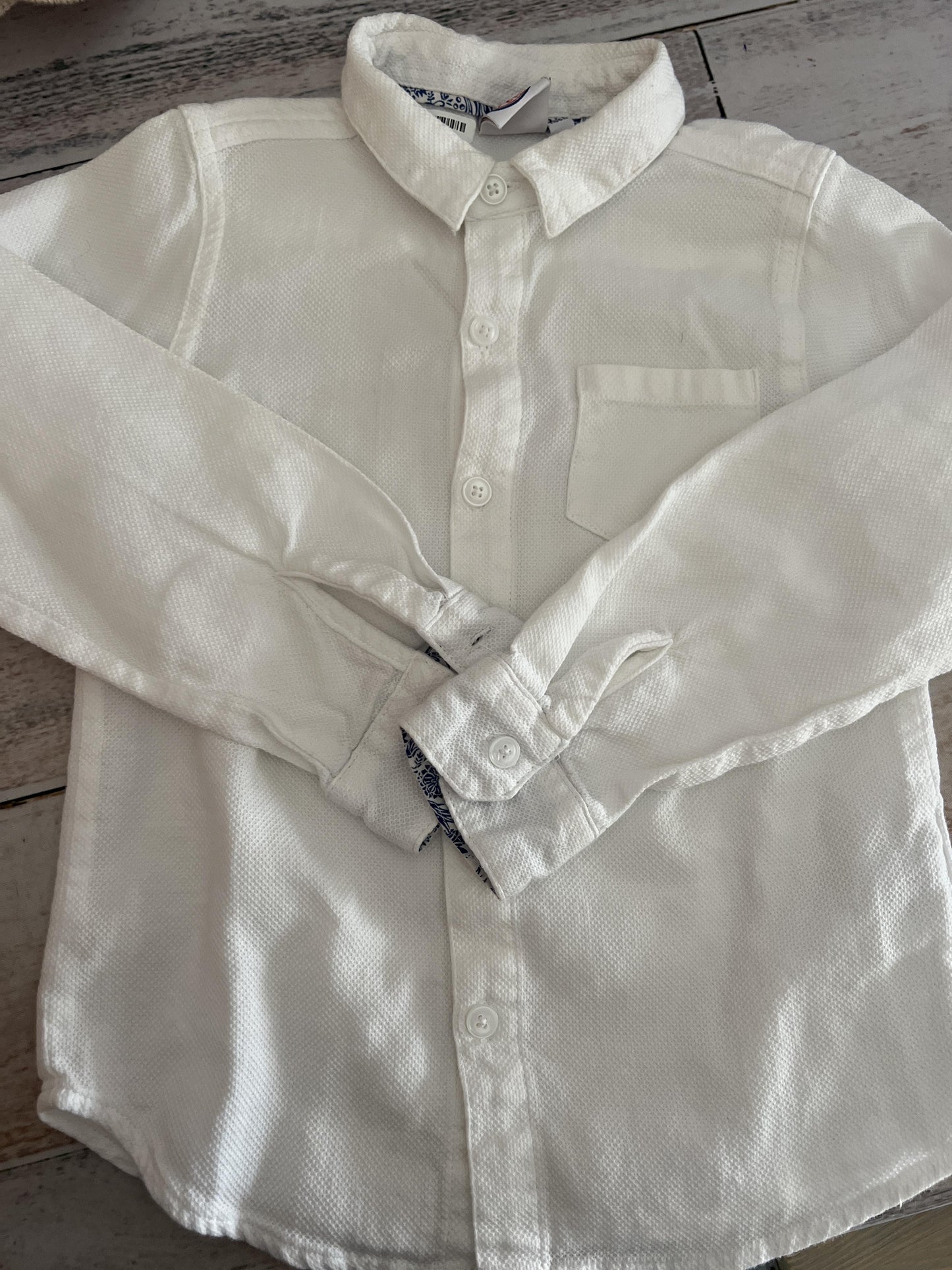 La compagnie des petits Boys White Button Down Short Sleeve Size: 5 White