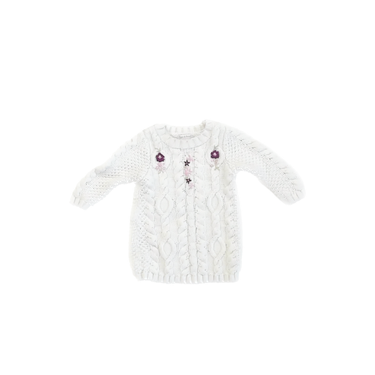 Piper & Posie Girls White Sweater Dress Size: 6-9 Months White
