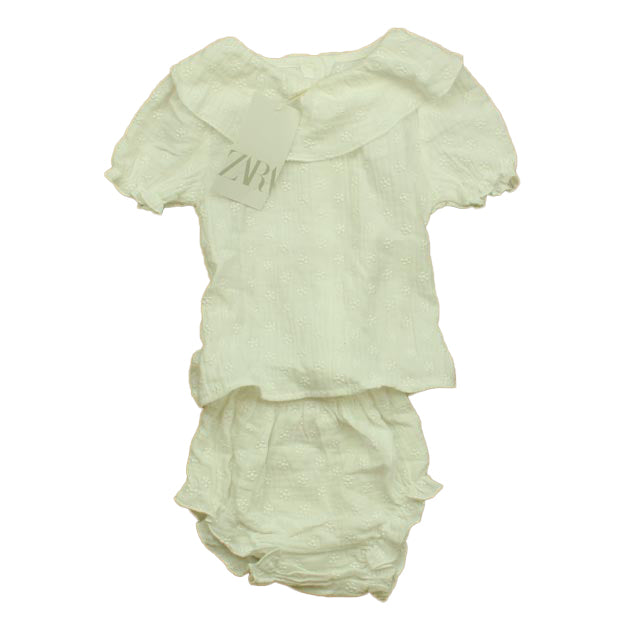 Zara Girls White Apparel Sets Size: 12-18 Months