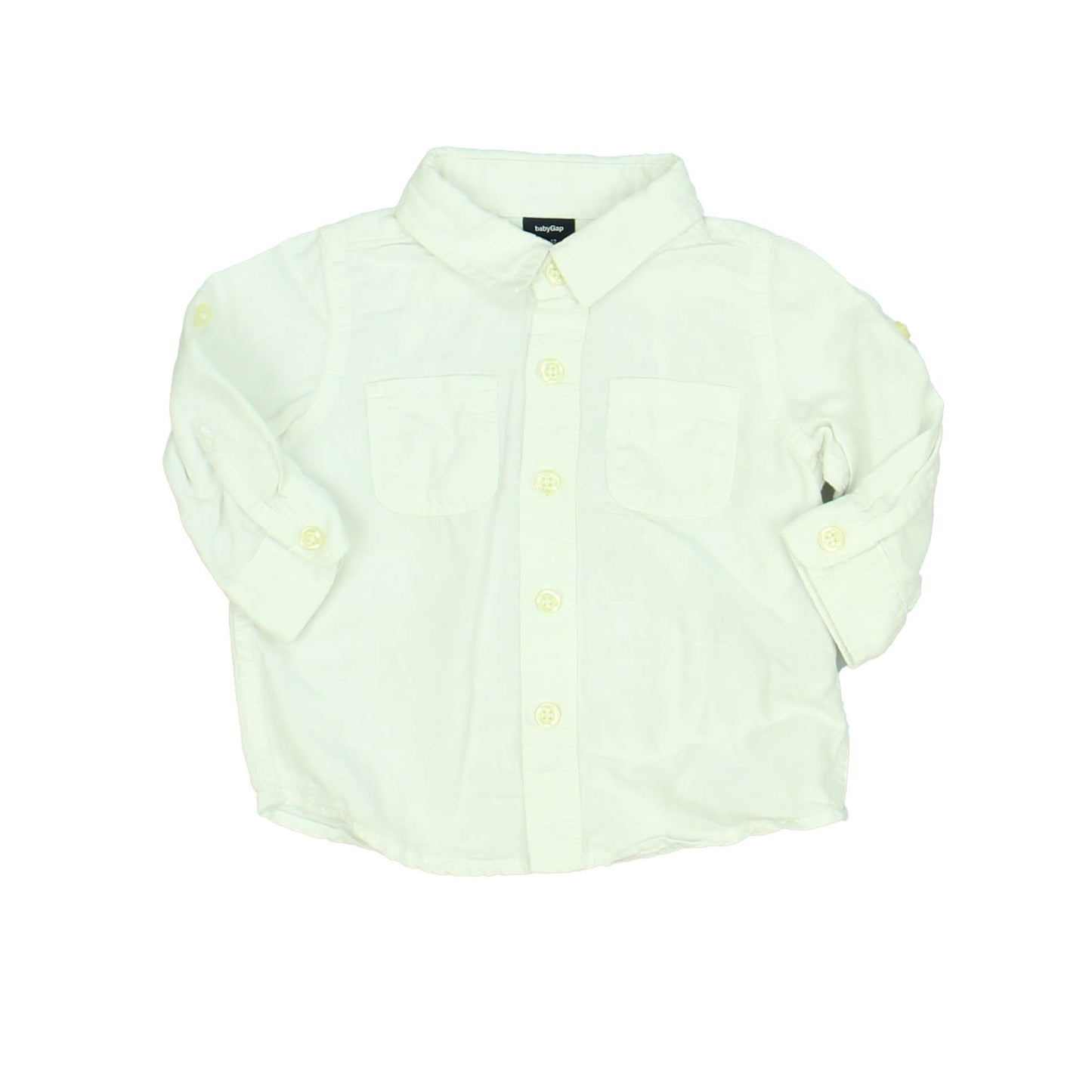 Gap Boys White Button Down Long Sleeve Size: 6-12 Months White