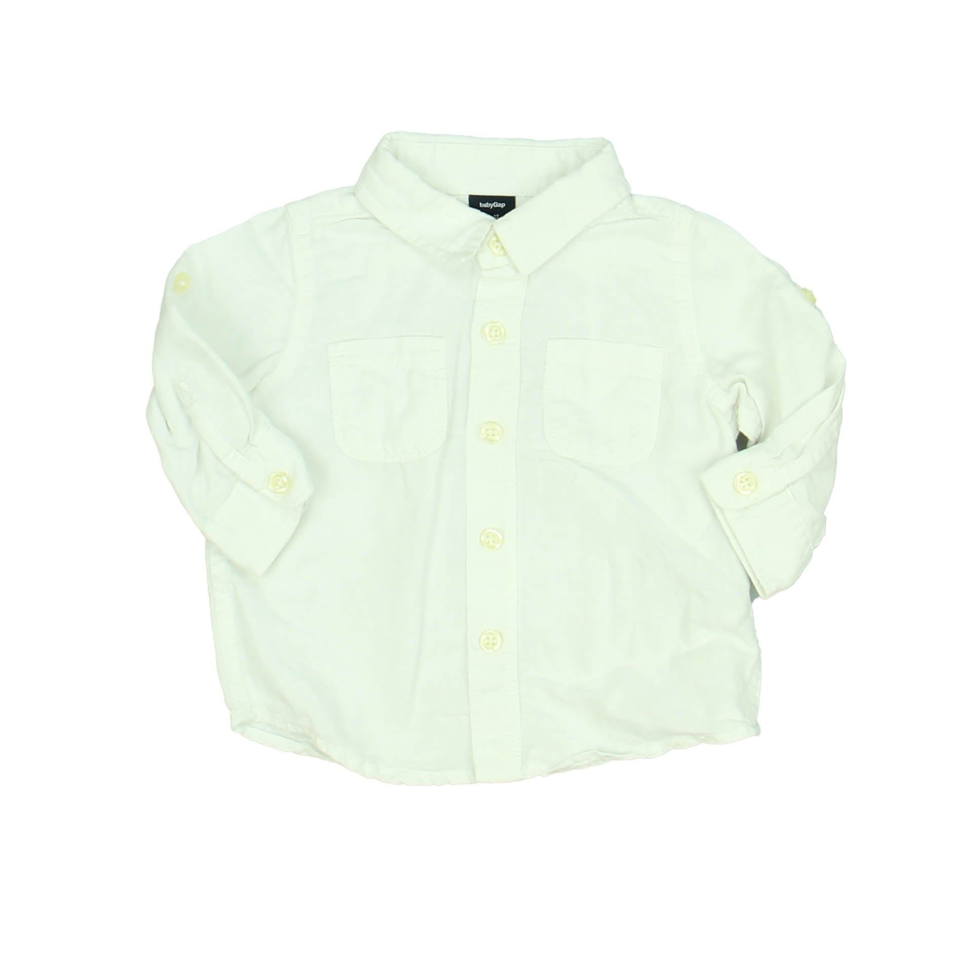 Gap Boys White Button Down Long Sleeve Size: 6-12 Months White
