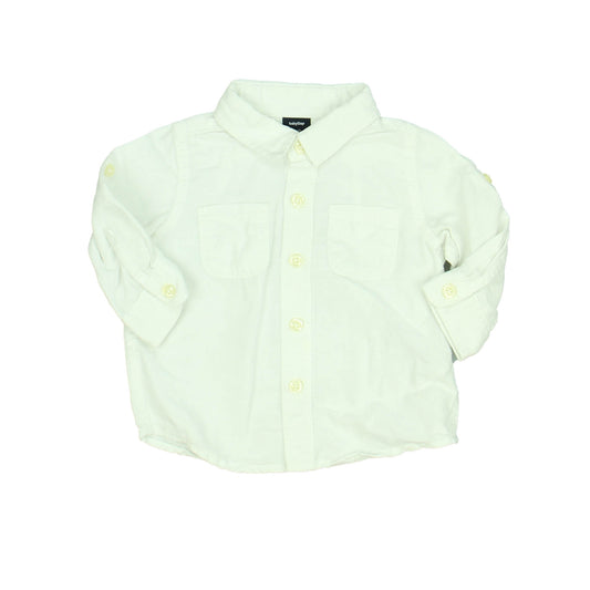 Gap Boys White Button Down Long Sleeve Size: 6-12 Months White