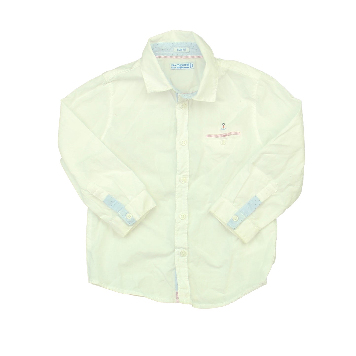 Mayoral Boys White Button Down Long Sleeve Size: 12 Months White