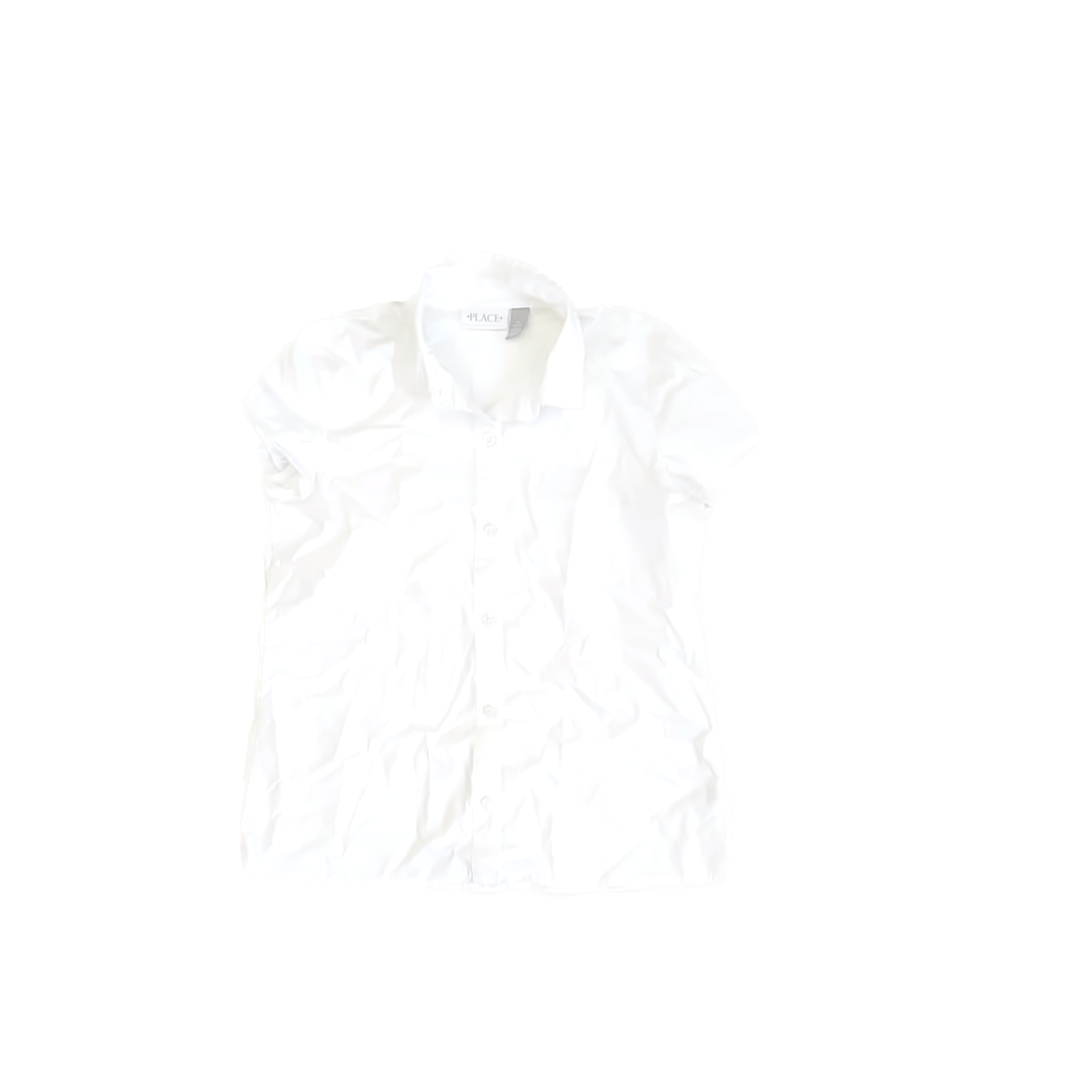 Chil' Girls White Button Down Short Sleeve Size: 14 Years White