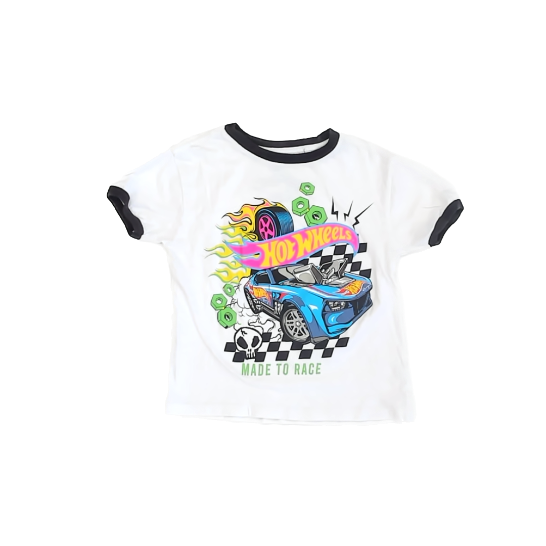 Hot Wheels Boys White T-Shirt Size: XS (4-5T) White