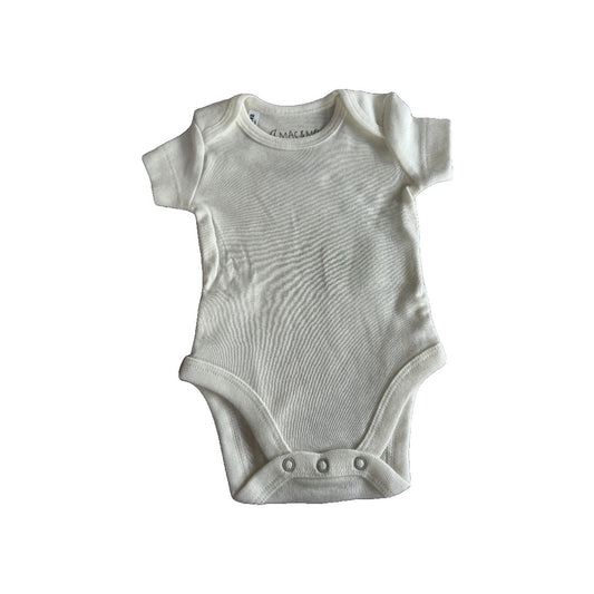 Mac and Moon Unisex White Onesie Size: Newborn White