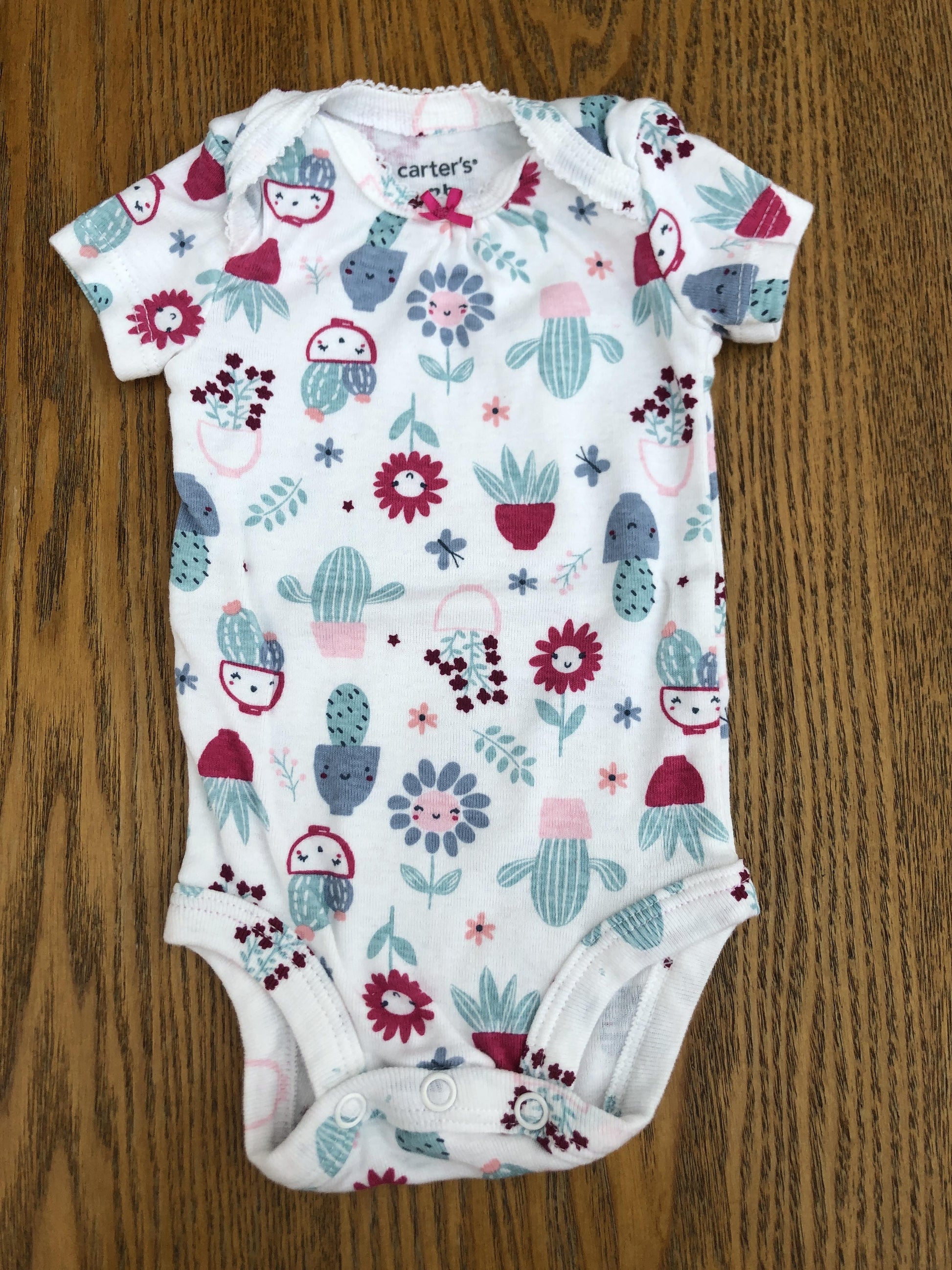 Carters Girls White Onesie Size: Newborn White