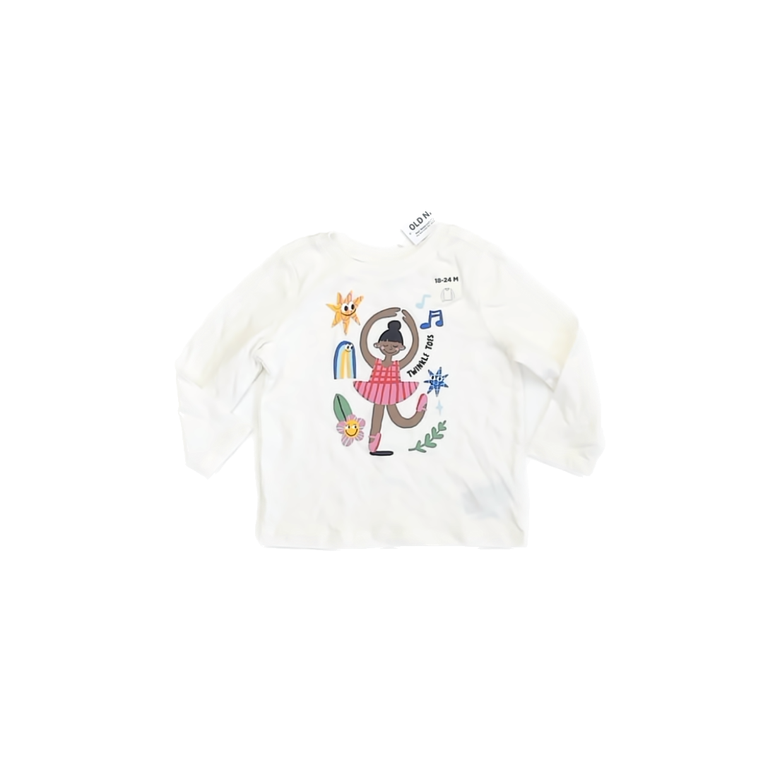 Old Navy Girls White Long Sleeve T-Shirt Size: 18-24 Months White