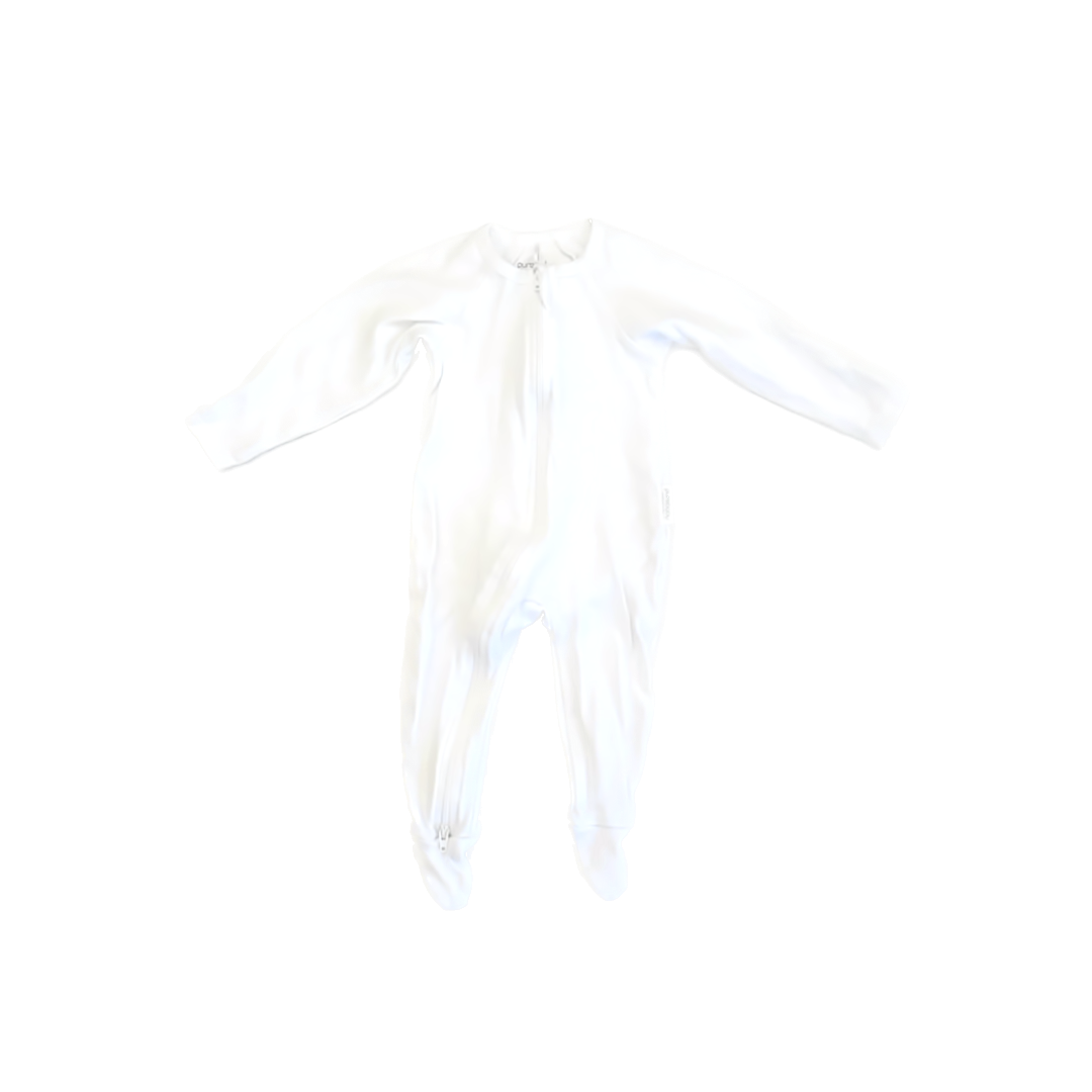 Pure Baby Unisex White 1-piece footed Pajamas Size: 3-6 Months (00) White