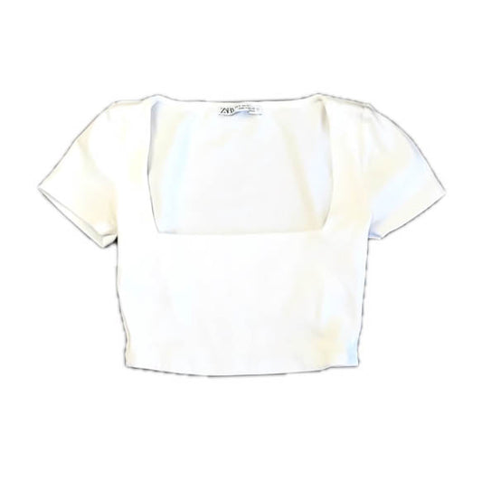Zara Girls White Short Sleeve Shirt Size: Junior Small White