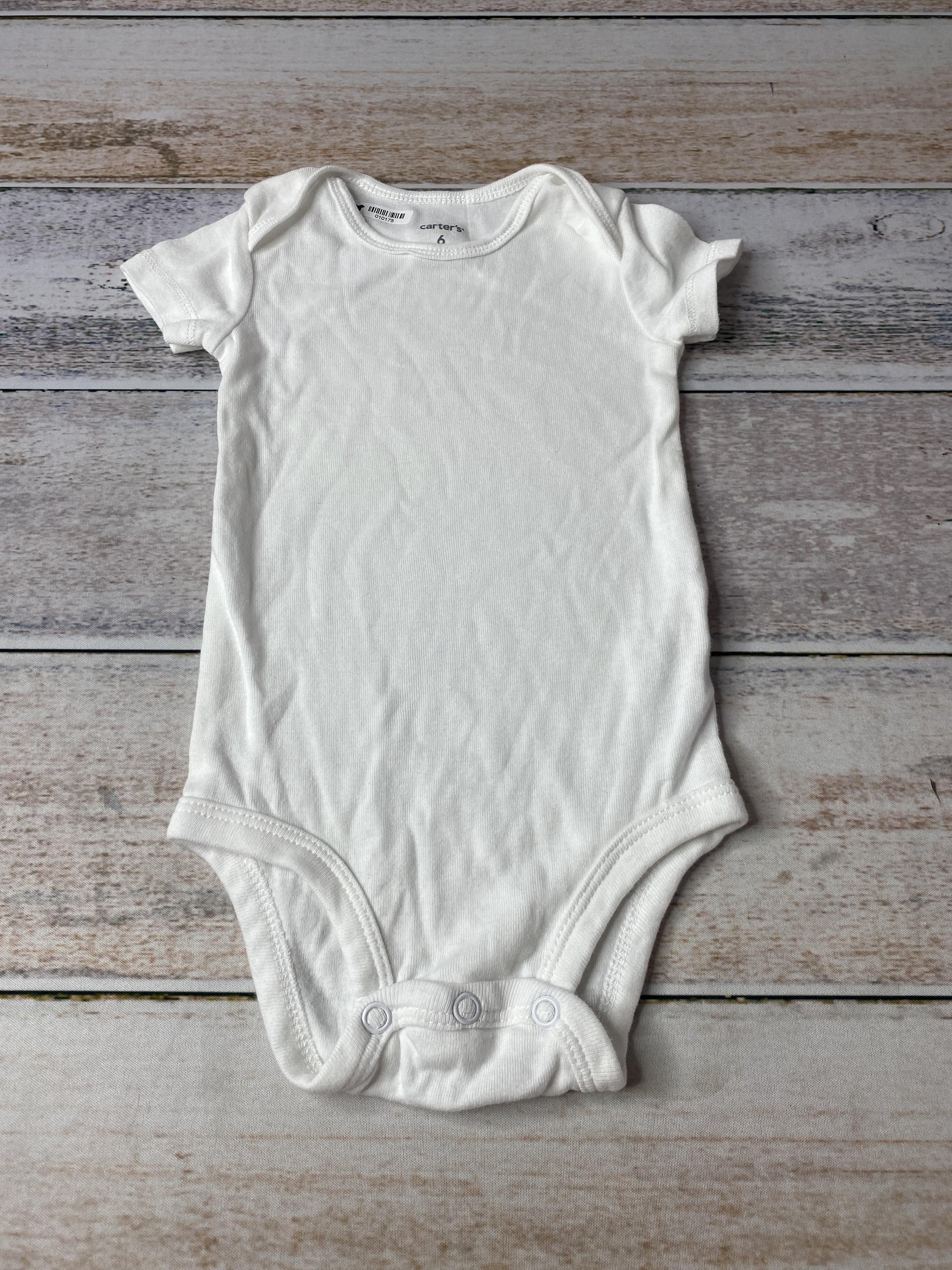 Carters Unisex White Onesie Size: 6 months White