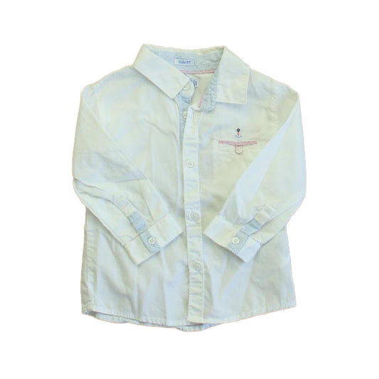 Mayoral Boys White Button Down Long Sleeve Size: 9 Months White