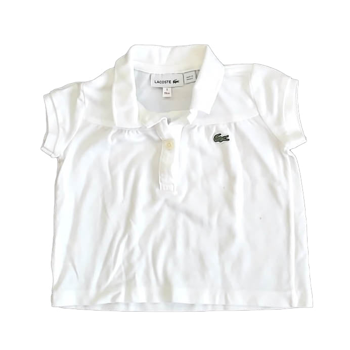 Lacoste Girls White Polo Shirt Size: 12 Months White