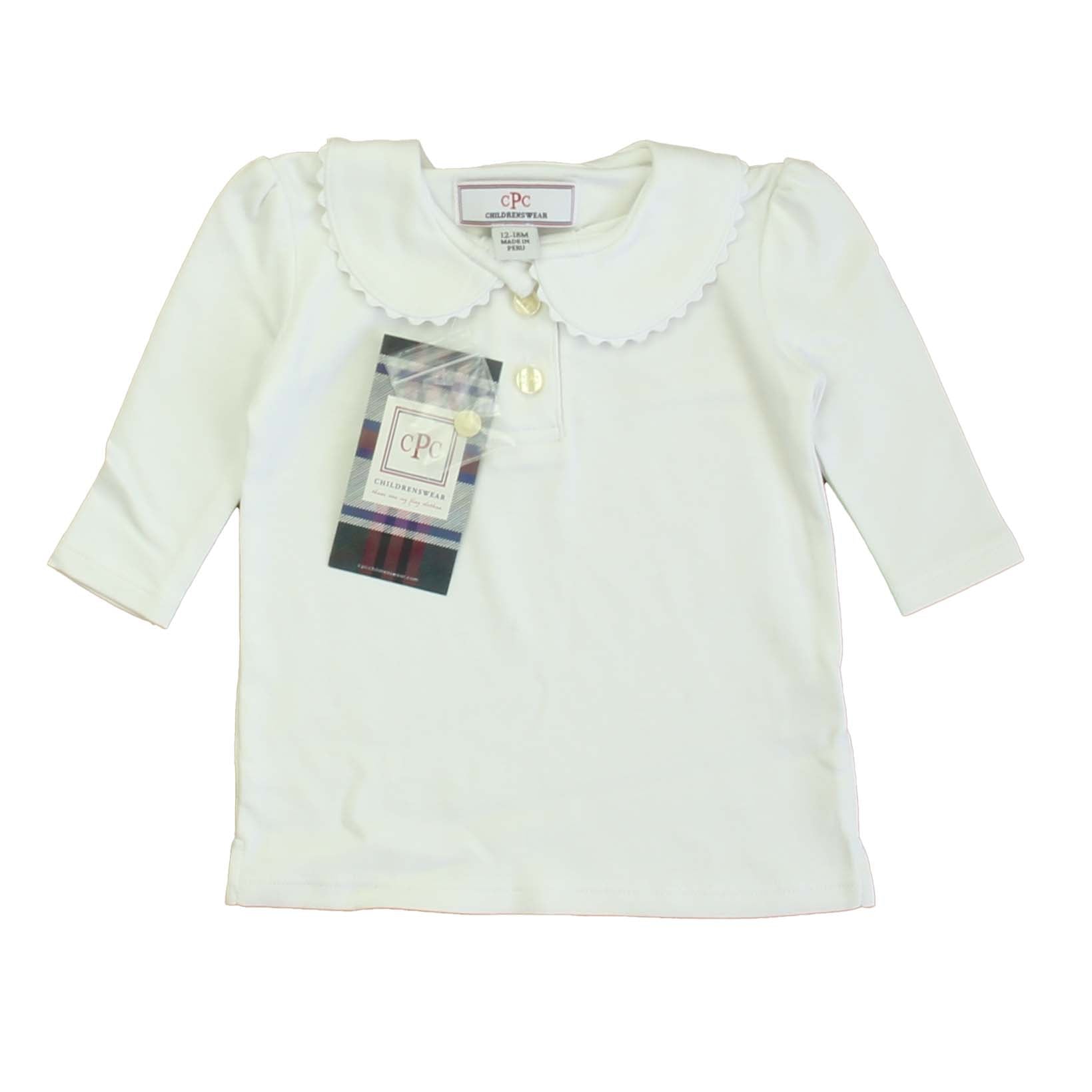 Classic Prep Girls White Long Sleeve Shirt Size: 12-24 Months White