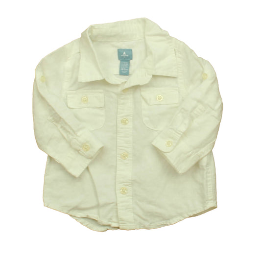 Gap Boys White Button Down Long Sleeve Size: 6-12 Months White