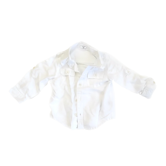 Gap Boys White Button Down Long Sleeve Size: 18-24 Months White