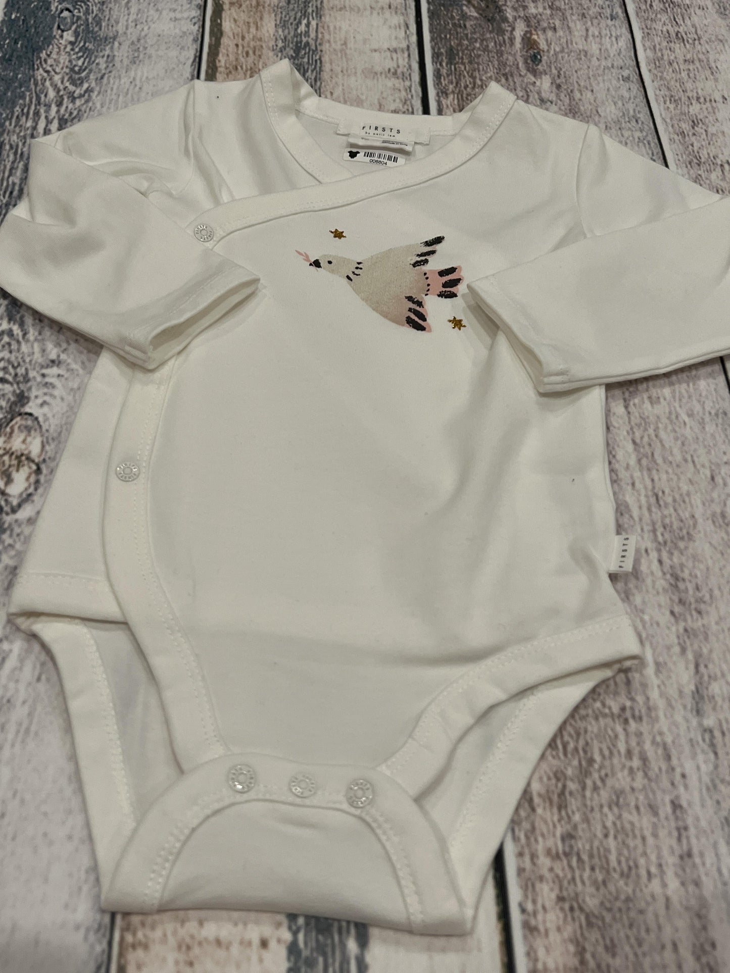 Firsts Unisex White Onesie Size: 9 months White