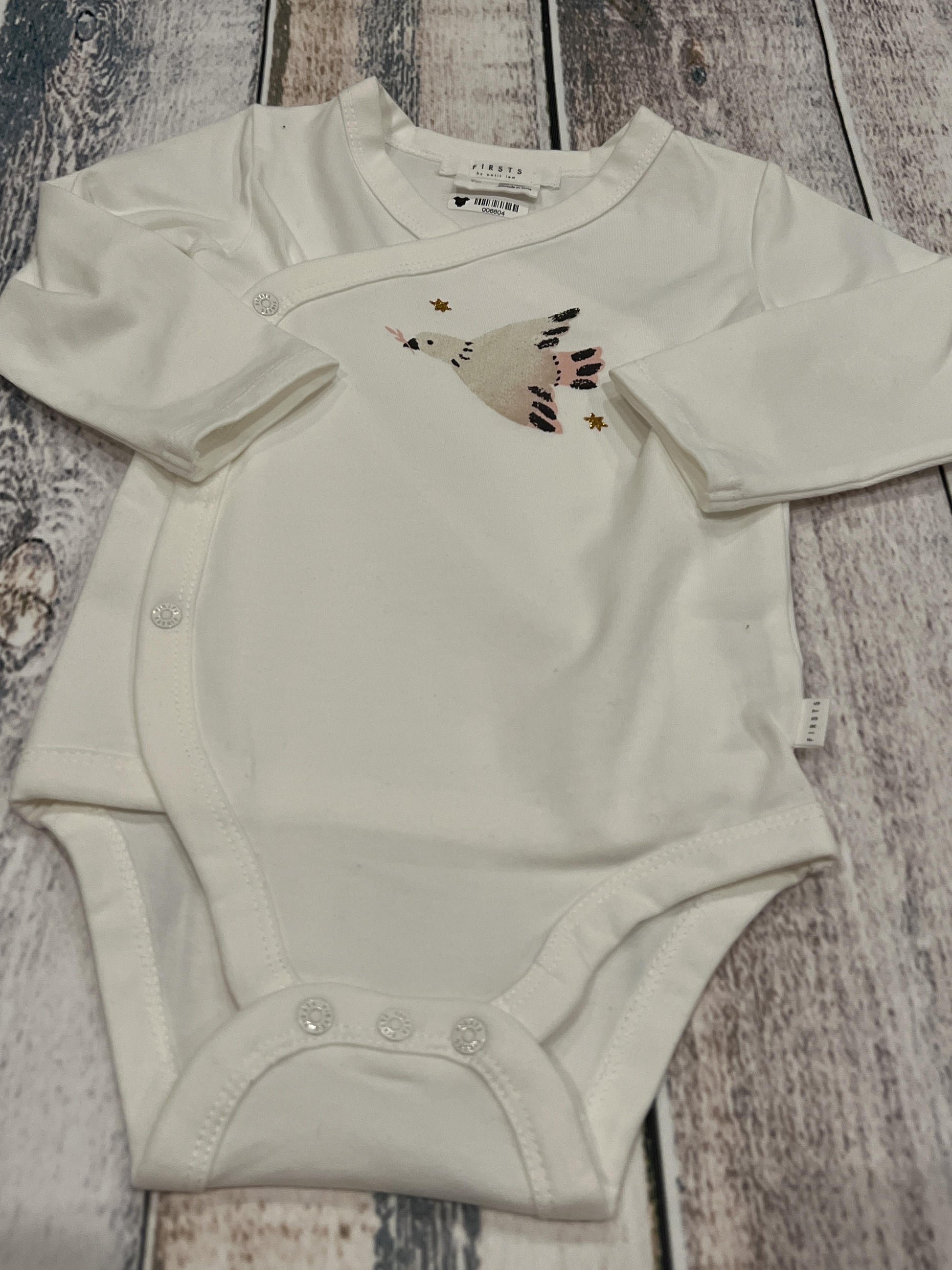 Firsts Unisex White Onesie Size: 9 months White