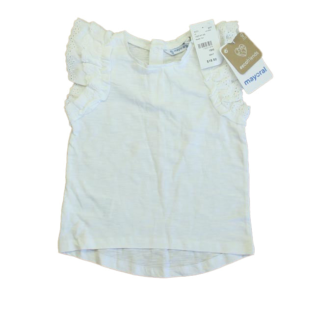 Mayoral Girls White Short Sleeve Shirt Size: 18 Months White