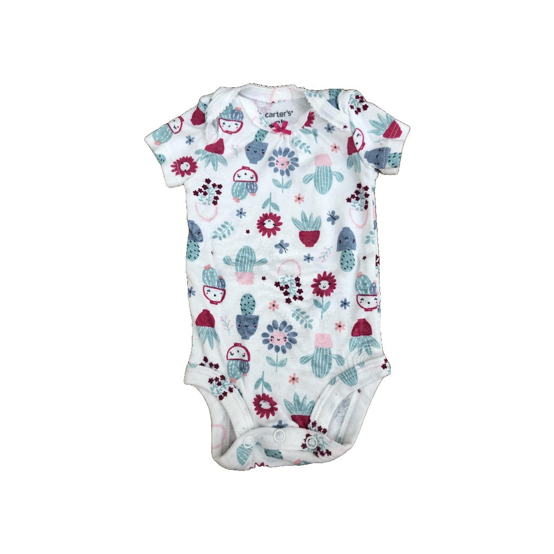 Carters Girls White Onesie Size: Newborn White