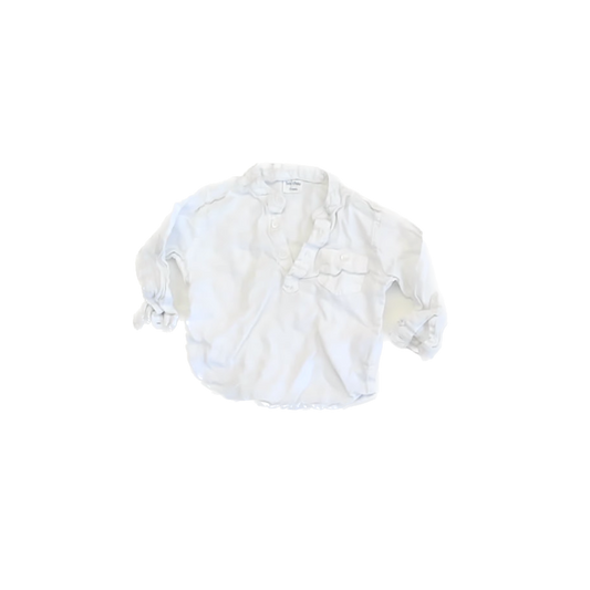 Bout' Chou Boys White Long Sleeve Shirt Size: 9 Months White