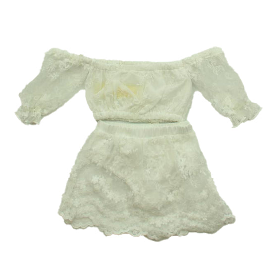 Shein Girls White Apparel Sets Size: 6-9 Months White