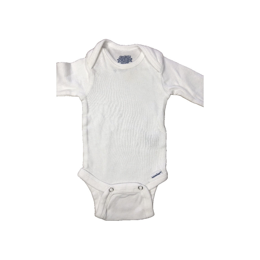 Gerber Childrenswear Unisex White Onesie Size: Newborn White