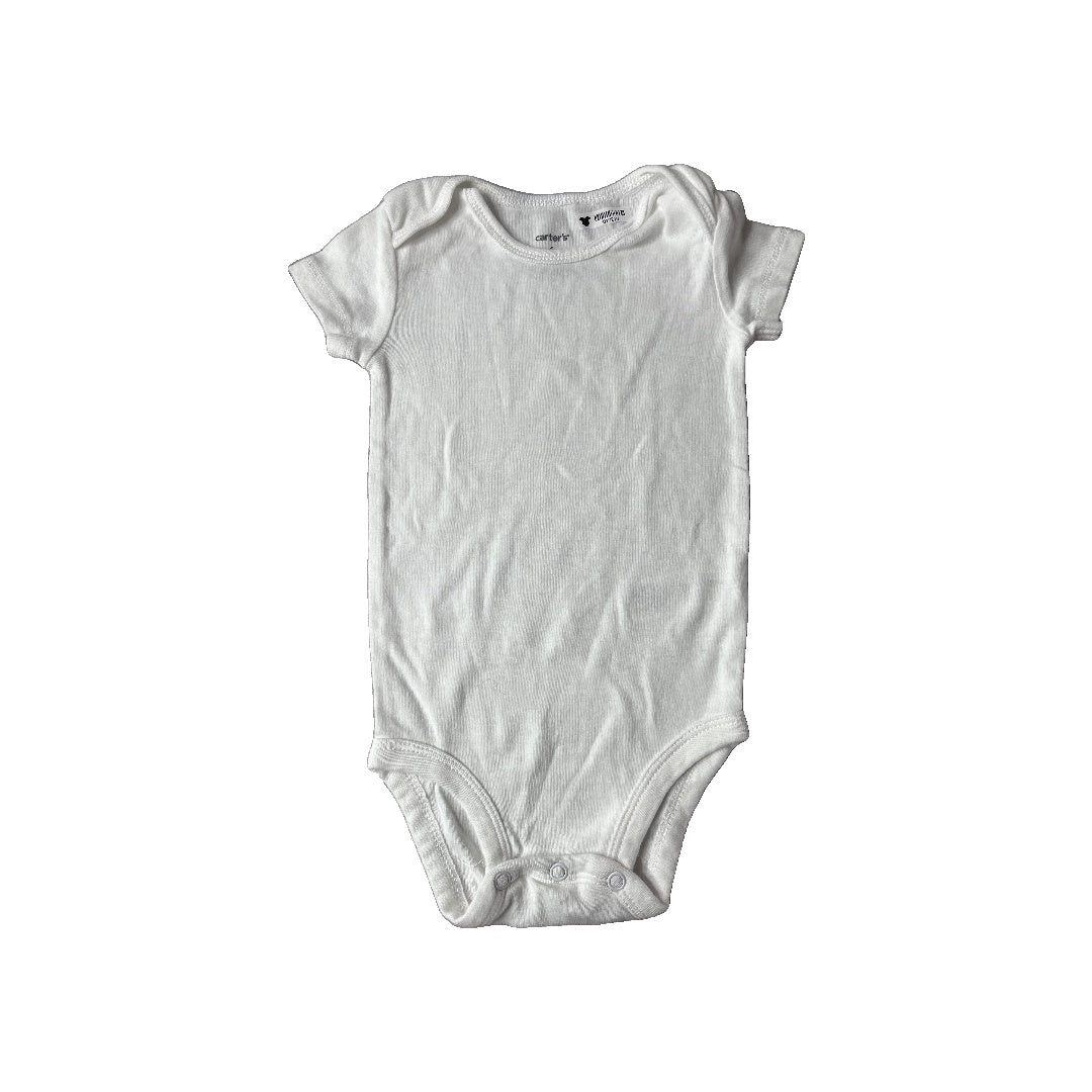 Carters Unisex White Onesie Size: 6 months White