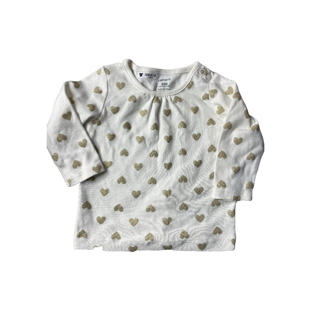 Carters Girls White Shirt Size: 6 months White