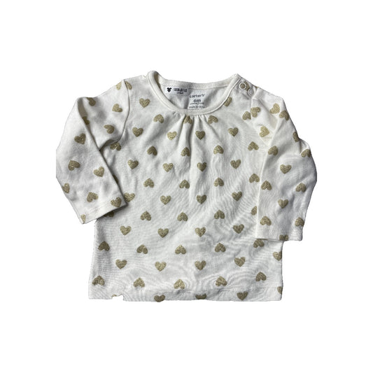 Carters Girls White Shirt Size: 6 months White