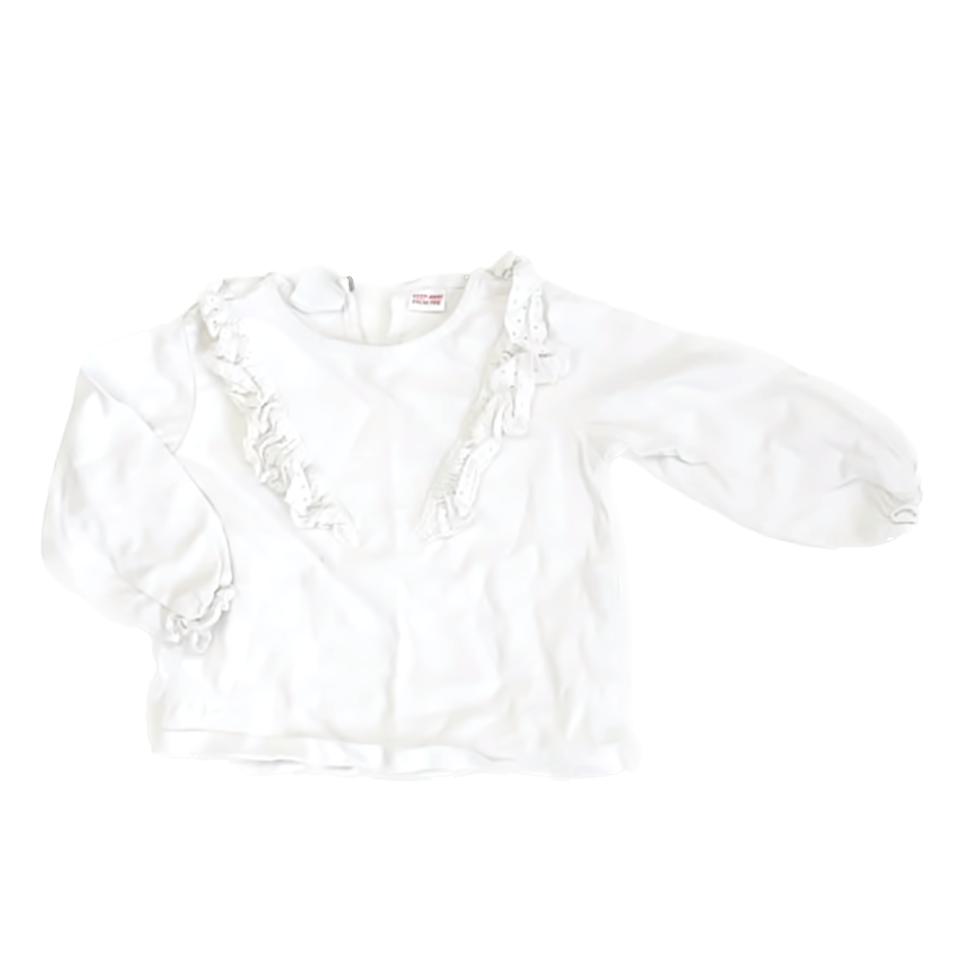 Zara Girls White Long Sleeve Shirt Size: 9-12 Months White