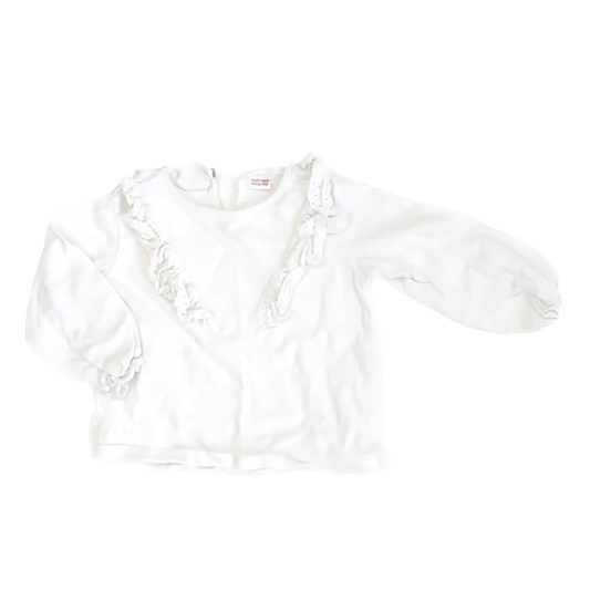 Zara Girls White Long Sleeve Shirt Size: 9-12 Months White