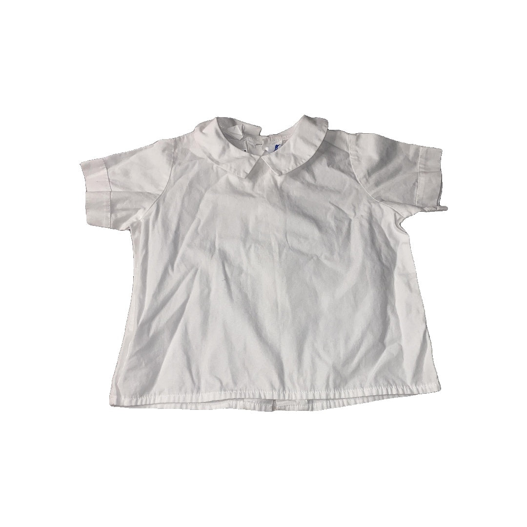 Silly Goose Unisex White Button Down Short Sleeve Size: 24 months White
