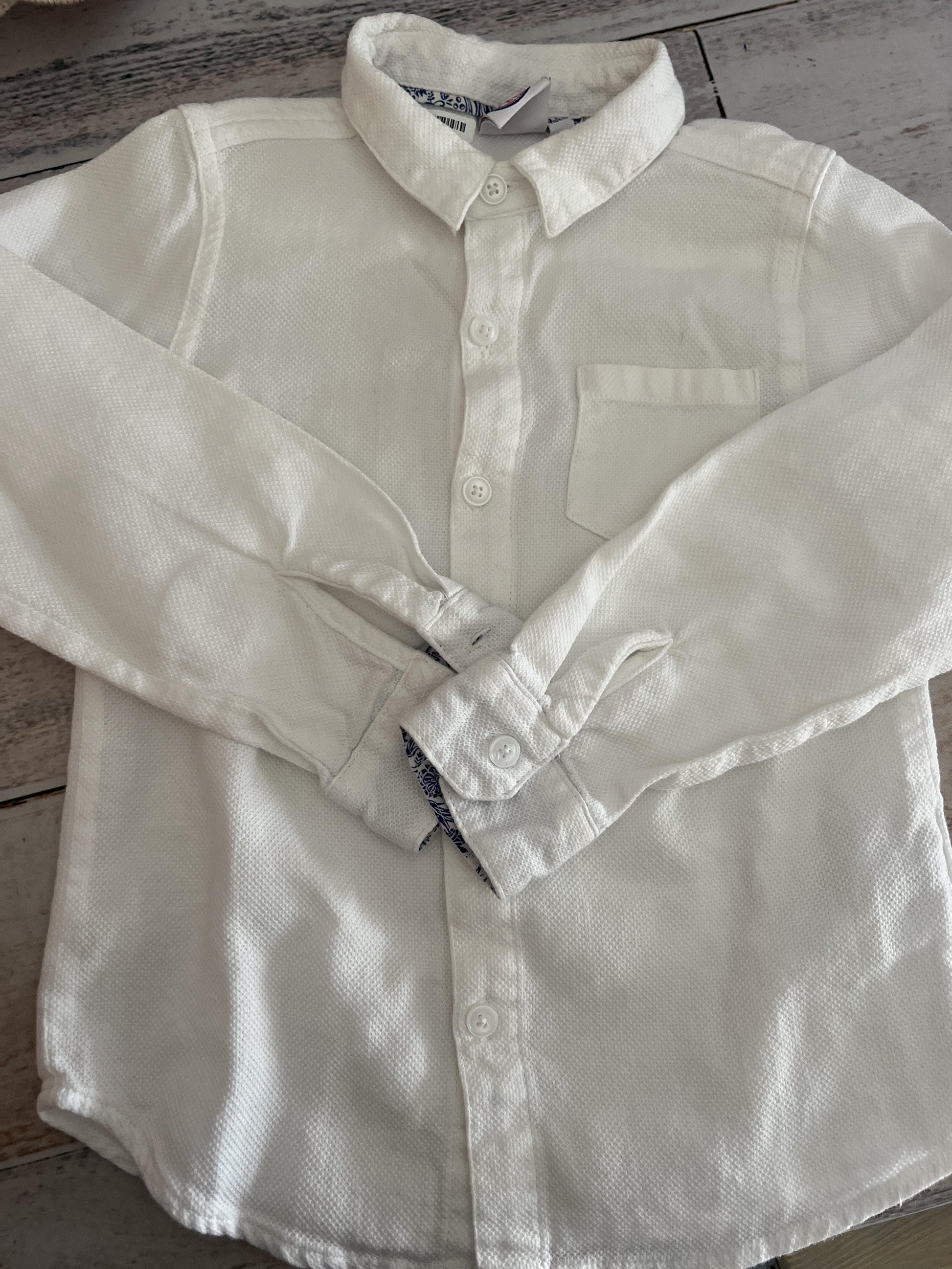 La compagnie des petits Boys White Button Down Short Sleeve Size: 5 White