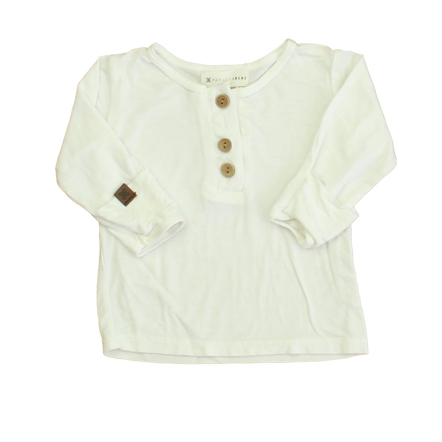 Papillon Bebe Girls White Henley Size: 6-12 Months White