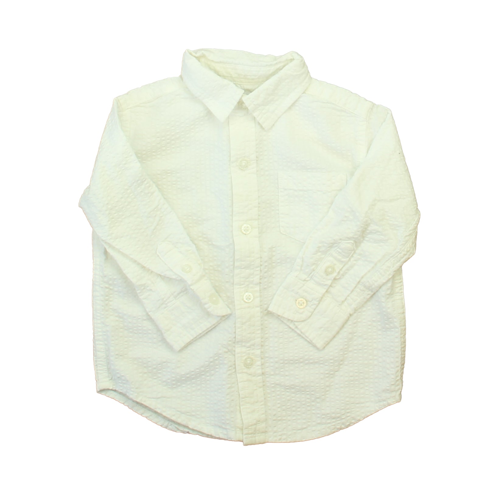 Janie and Jack Boys White Button Down Long Sleeve Size: 12-18 Months White