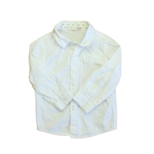 Baby Bol Boys White Button Down Long Sleeve Size: 24 Months