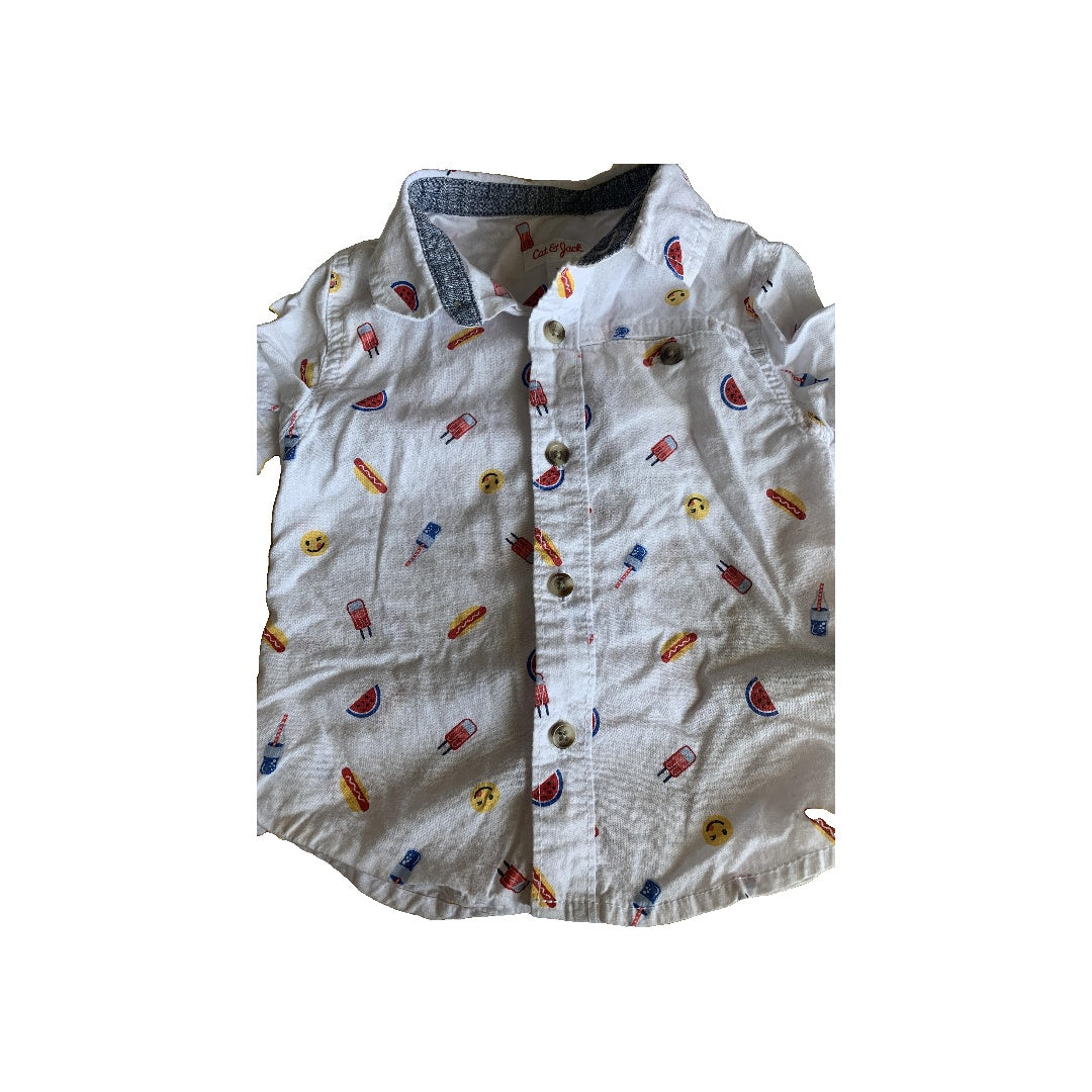 Boys White Button Down Short Sleeve Size: 18 months White