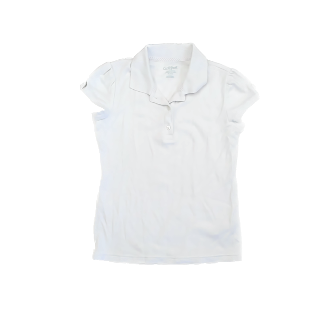 Cat & Jack Girls White Polo Shirt Size: 7-8 years White