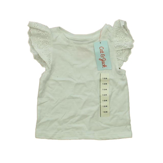 Cat & Jack Girls White T-Shirt Size: 12 Months