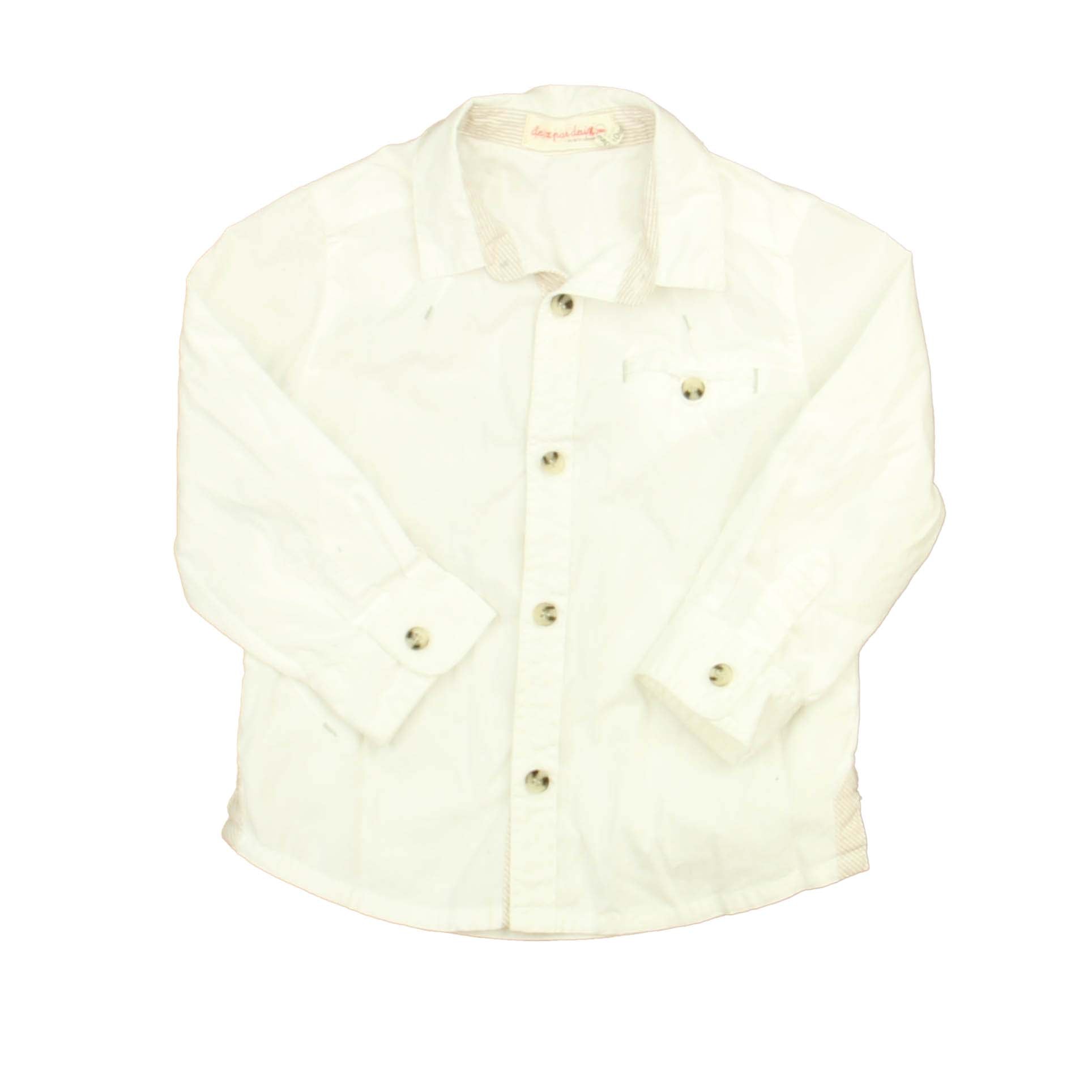 Deux par deux Boys White Button Down Long Sleeve Size: 24 Months White