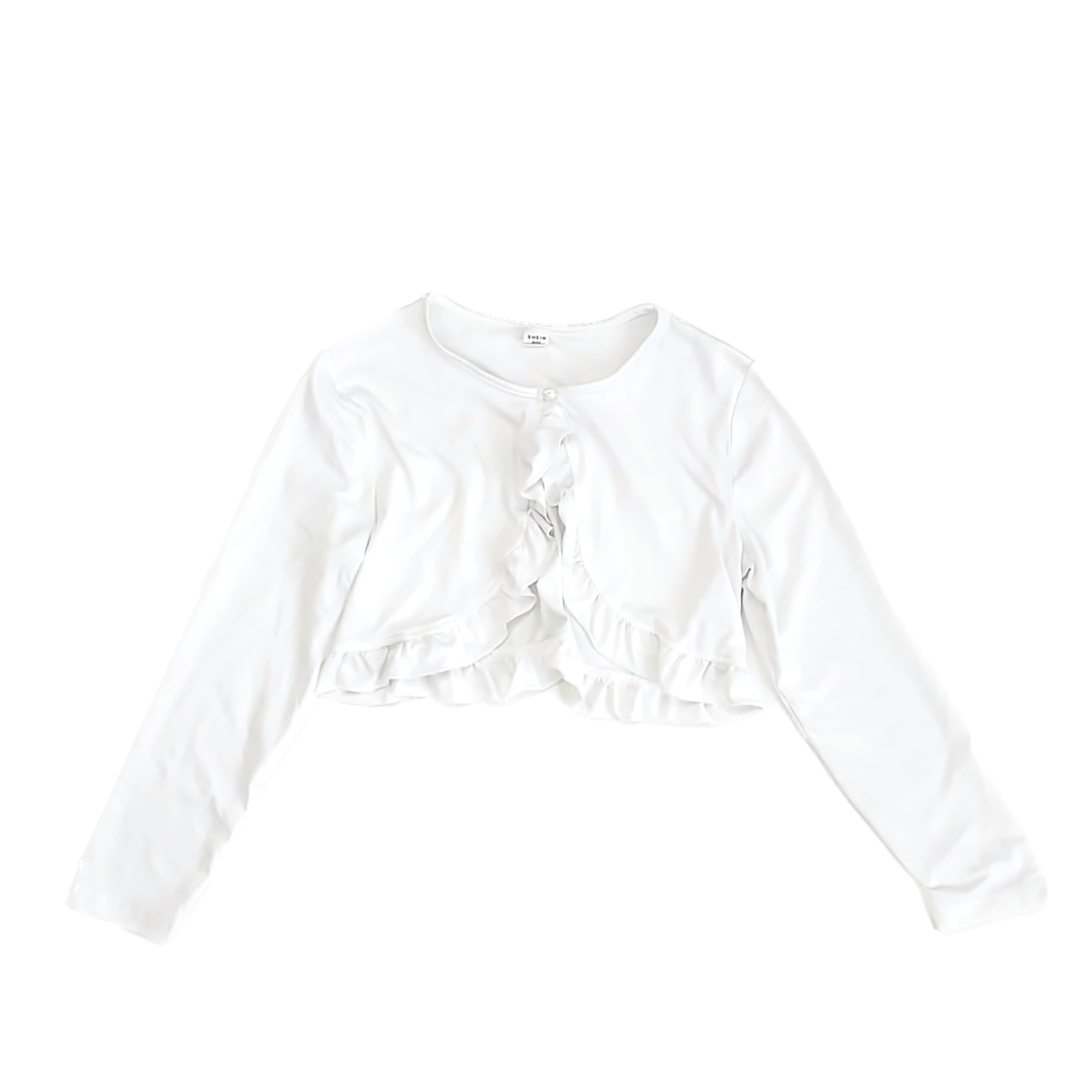 Shein Girls White Long Sleeve Shirt Size: 10 Years White