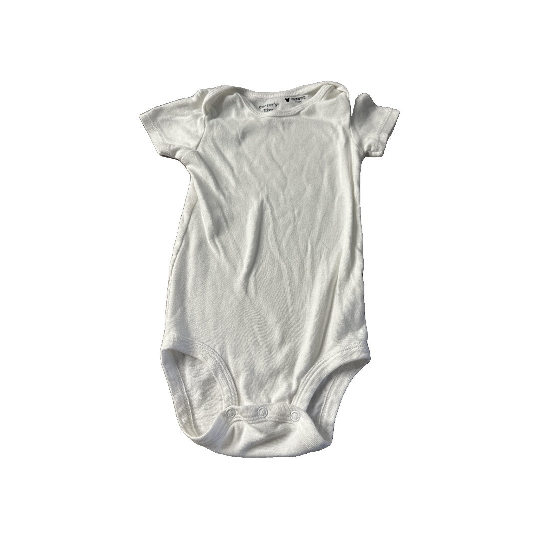 Carters Unisex White Onesie Size: 12 months White