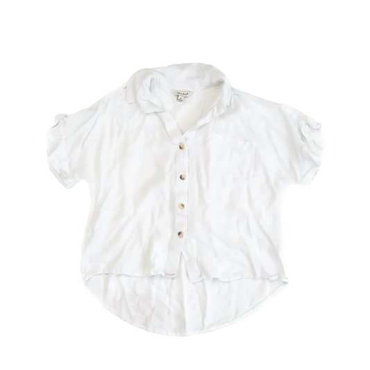 Sim & Sam Girls White Button Down Short Sleeve Size: S White